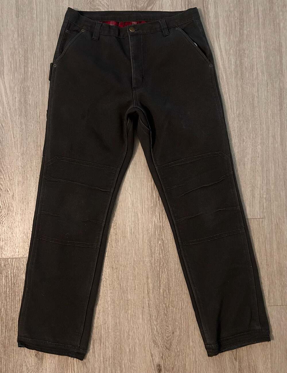 Real Tough Threads Men's Flannel Lined Carpenter Work Pants Black Size 36x30